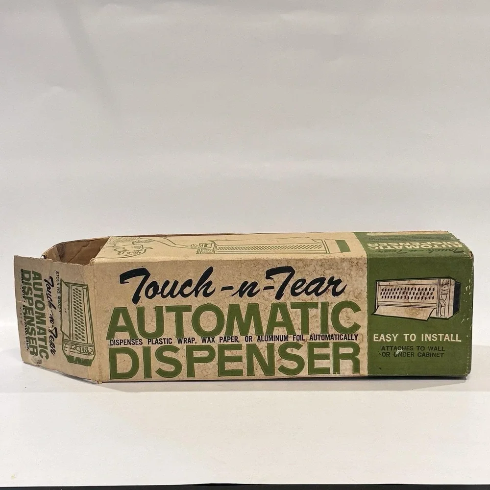 Vintage 70's Touch-n-Tear Automatic Foil Wrap Wax Dispenser Avocado Green IOB - Picture 12 of 15